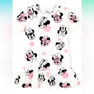 BNWT Minnie Mouse Short Sleeve Ruffle Hem Polka Dot Dress Size 4-5Y